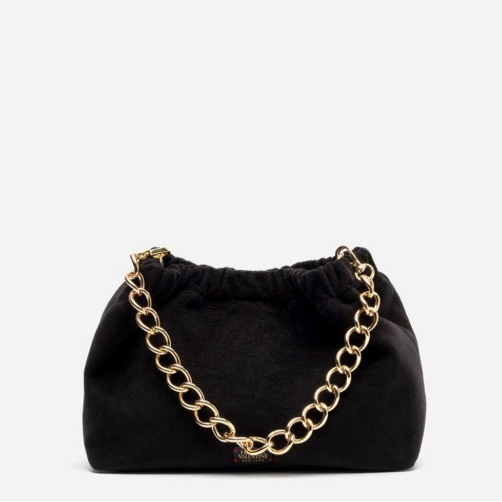 NWT Frances Valentine Bici Chain Pouch ~ Black Velvet